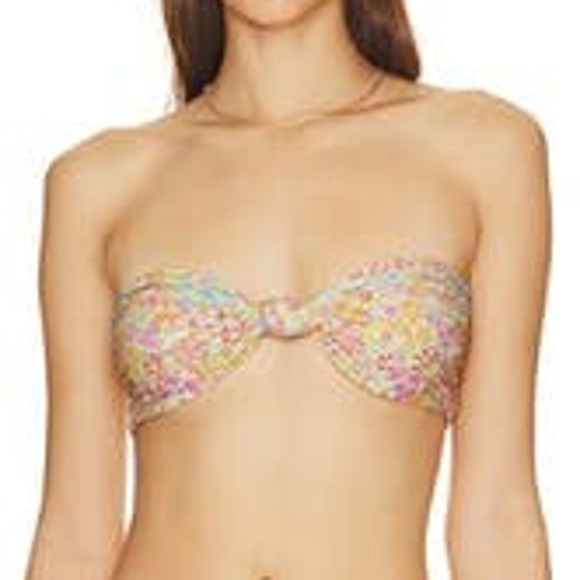 NWT Stone Fox Swim LeLe Bikini Top, Bandeau, Multicolor Floral, size Large - Picture 10 of 13